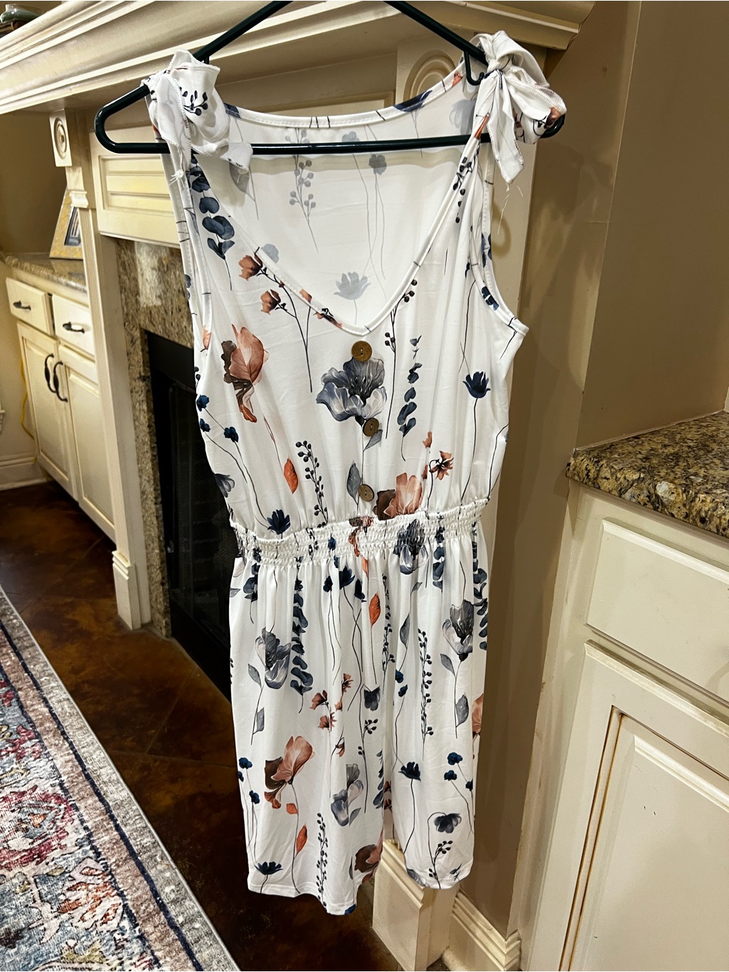 White Floral Tie-Shoulder Dress